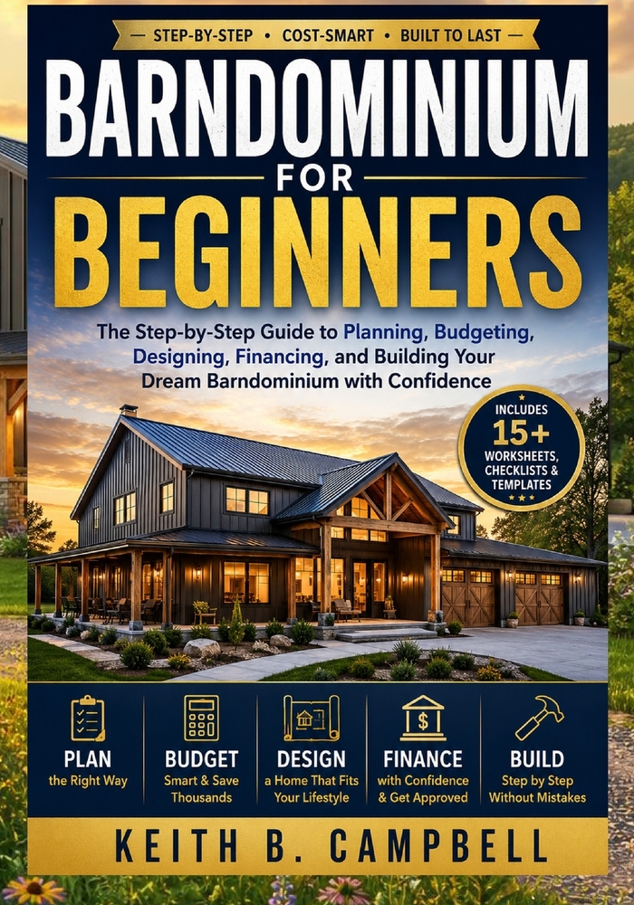 Barndominium for Beginners: The Step-by-Step Guide to Planning, Budgeting, Designing, Financing, and Building Your Dream Barndominium with Confidence cover