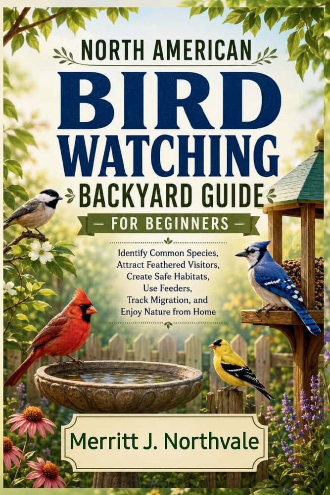 North American Bird Watching Backyard Guide for Beginners: Identify Common Species, Attract Feathered Visitors, Create Safe Habitats, Use Feeders, Tra cover