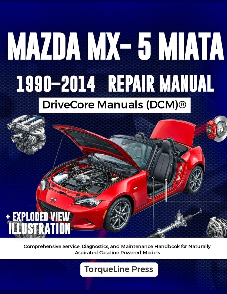 Mazda MX-5 Miata Repair Manual 1990-2014: Comprehensive Service, Diagnostics, and Maintenance Handbook for Naturally Aspirated Gasoline Powered Models cover