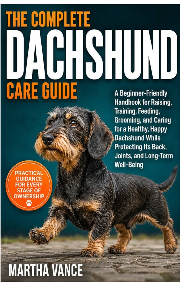 The Complete Dachshund Care Guide: A Beginner-Friendly Handbook for Raising, Training, Feeding, Grooming, And Caring for a Healthy, Happy Dachshund Wh cover