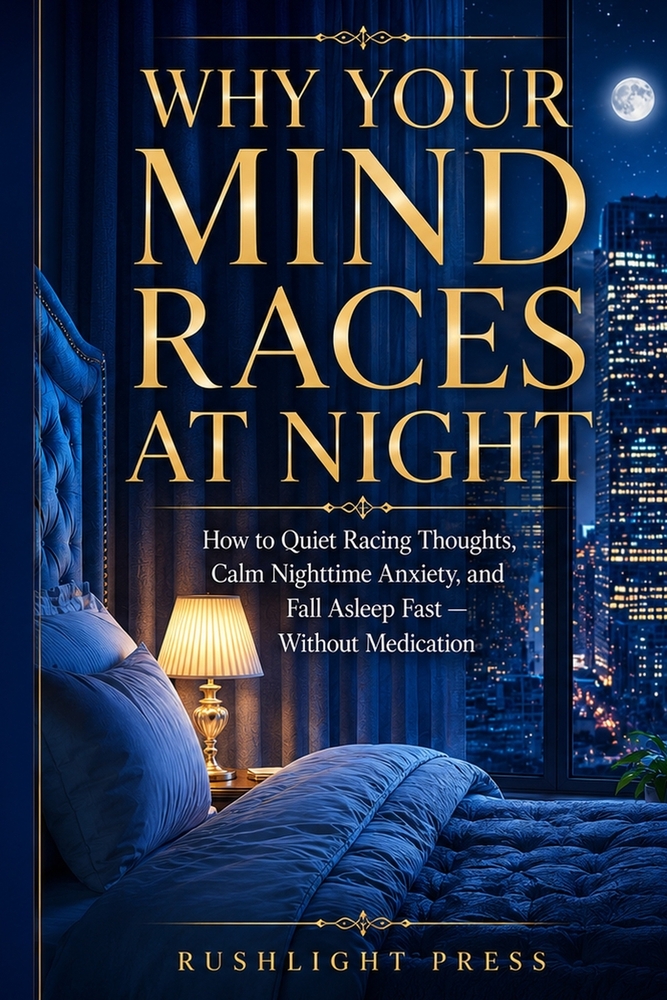 Why Your Mind Races at Night: How to Quiet Racing Thoughts, Calm Nighttime Anxiety, and Fall Asleep Fast - Without Medication cover