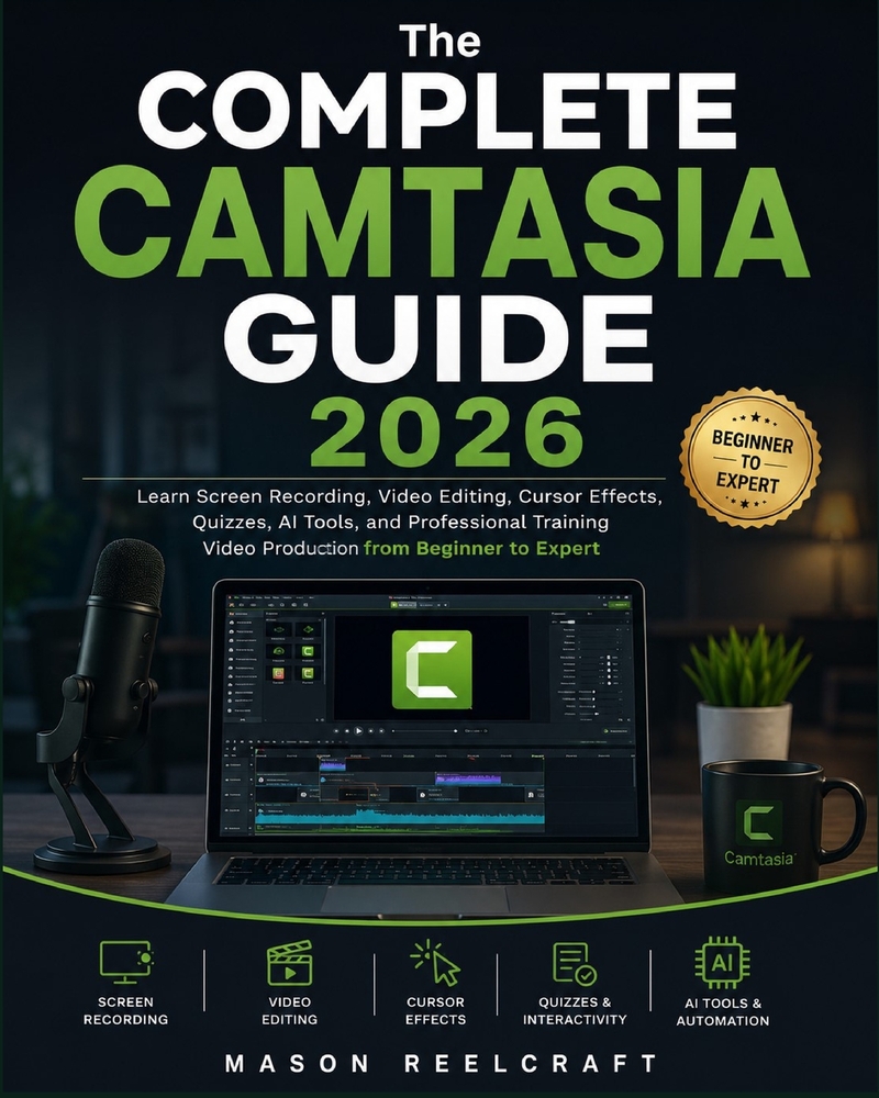 The Complete Camtasia Guide 2026: Learn Screen Recording, Video Editing, Cursor Effects, Quizzes, AI Tools, and Professional Training Video Production cover