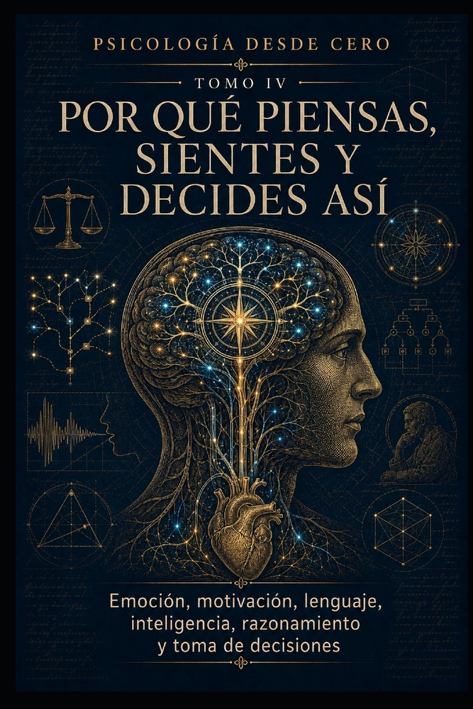 Psicología Desde Cero Tomo IV: POR QUÉ PIENSAS, SIENTES Y DECIDES ASÍ Emoción, motivación, lenguaje, inteligencia, razonamiento y toma de decisiones cover