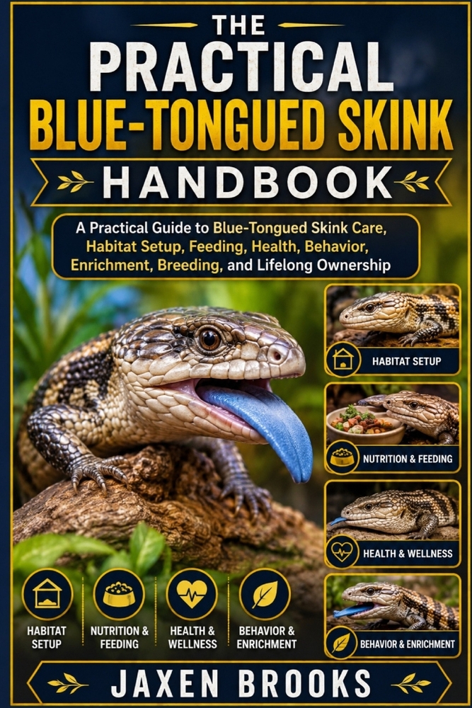 The Practical Blue-Tongued Skink Handbook: A Practical Guide to Blue-Tongued Skink Care, Habitat Setup, Feeding, Health, Behavior, Enrichment, Breedin cover