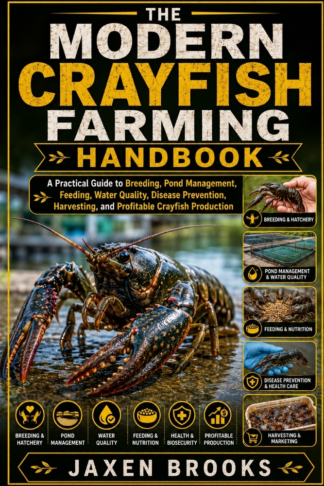The Modern Crayfish Farming Handbook: A Practical Guide to Breeding, Pond Management, Feeding, Water Quality, Disease Prevention, Harvesting, and Prof cover