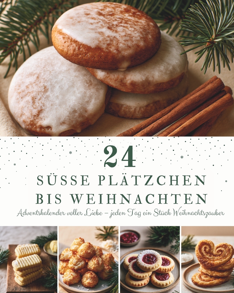 24 Süße Plätzchen bis Weihnachten: Ein Adventskalender mit 24 Plätzchenrezepten für die Weihnachtszeit - Knusprige Klassiker, feine Lieblingsrezepte u cover
