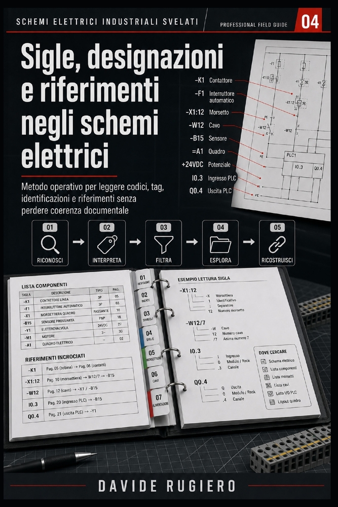 Sigle, designazioni e riferimenti negli schemi elettrici: Come leggere codici, tag, identificazioni e riferimenti senza perdere coerenza documentale. cover