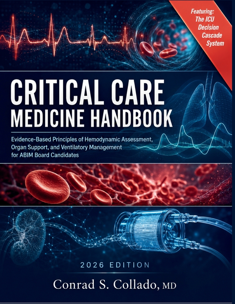 Critical Care Medicine Handbook 2026: Evidence-Based Principles of Hemodynamic Assessment, Organ Support, and Ventilatory Management for ABIM Board Ca cover
