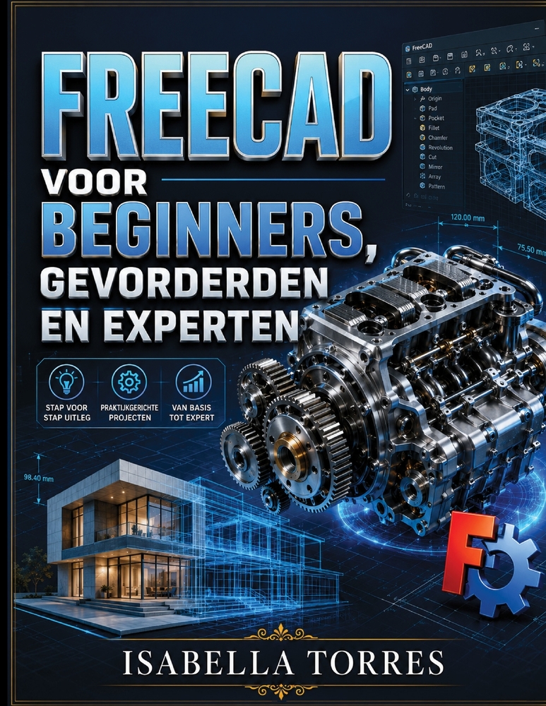 Freecad Voor Beginners, Gevorderden En Experten: Een stapsgewijze, visuele handleiding om parametrisch 3D-ontwerp, -modellering en praktische projecte cover
