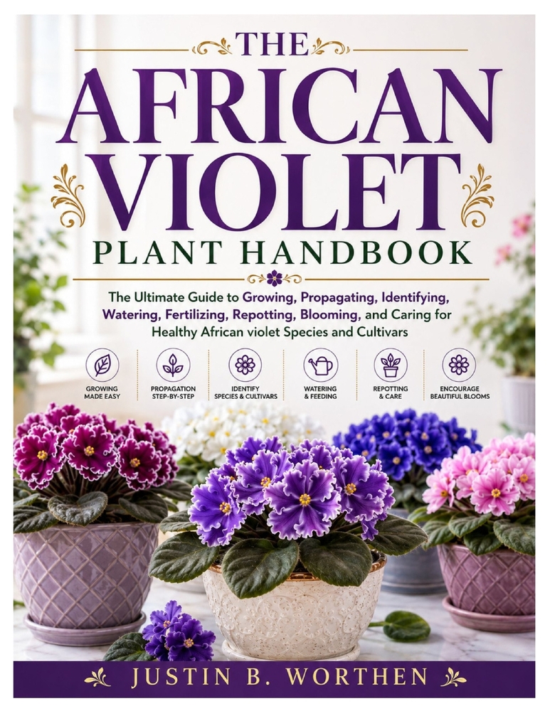 The African Violet Plant Handbook: The Ultimate Guide to Growing, Propagating, Identifying, Watering, Fertilizing, Repotting, Blooming, and Caring for cover
