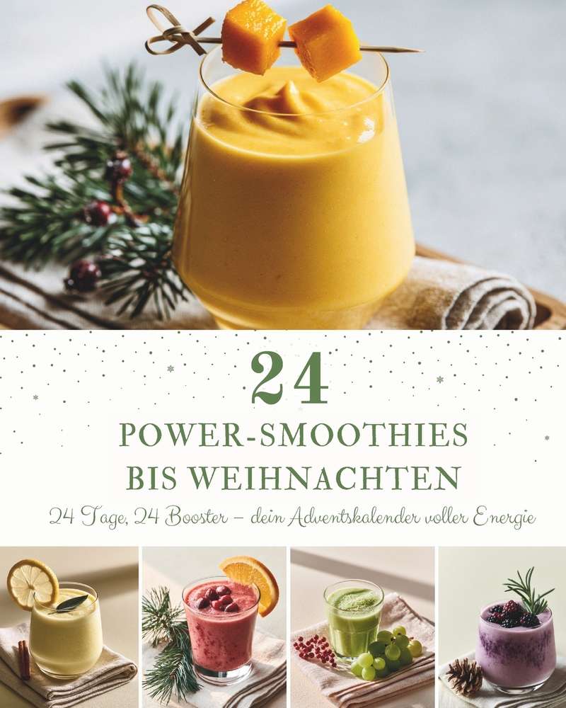 24 Power-Smoothies bis Weihnachten: Ein Adventskalender mit 24 Power-Smoothie-Rezepten für die Weihnachtszeit - Fruchtige Energie, natürliche Zutaten cover