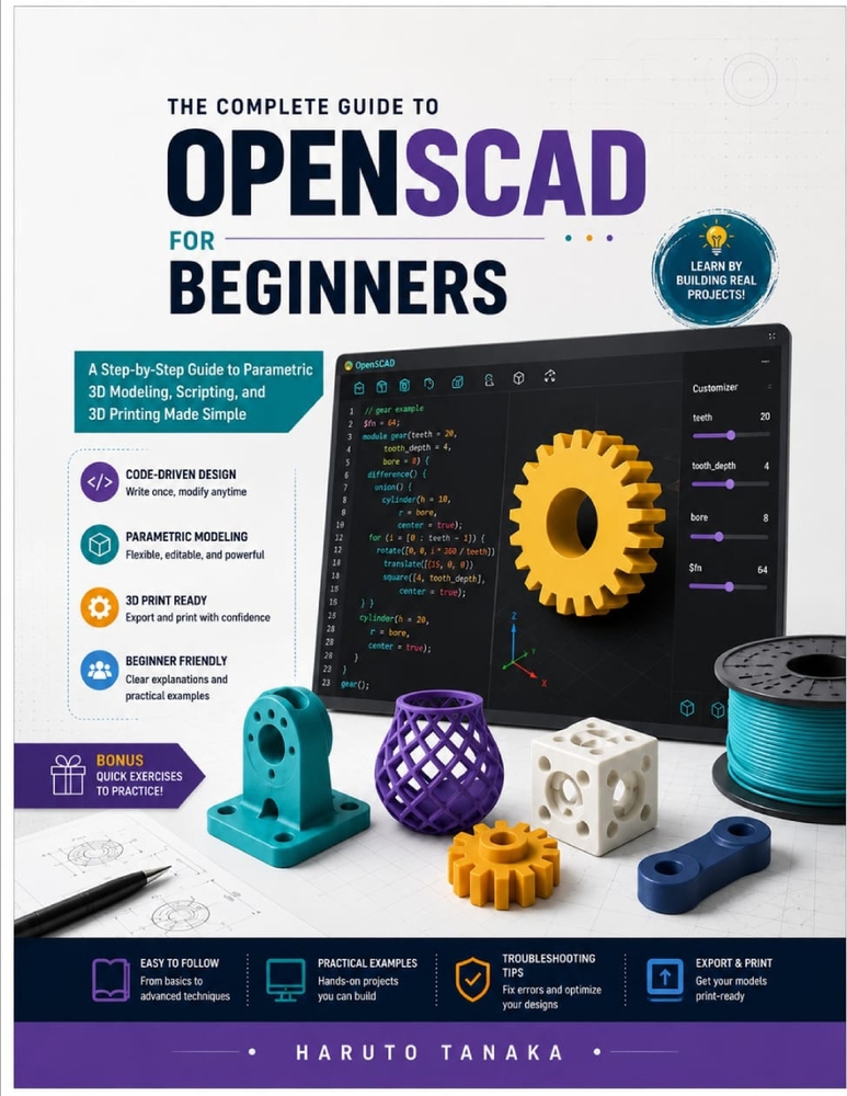 The Complete Guide to Openscad for Beginners: A Step-by-step Guide to Parametric 3D Modeling, Scripting, and 3D Printing Made Simple cover