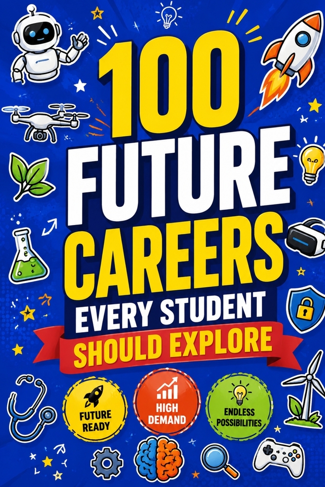 100 Future Careers Every Student Should Explore: A Career Exploration Guide with 100 High-Demand Jobs, Future-Proof Professions, Emerging Industries, cover