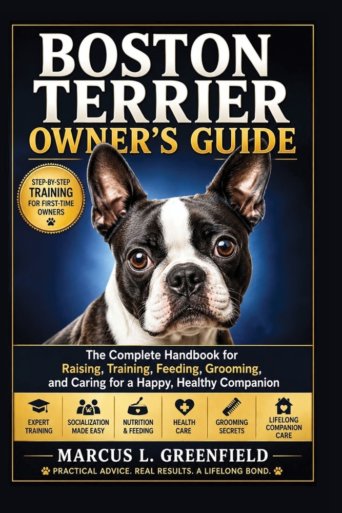 Boston Terrier Owner's Guide: The Complete Handbook for Raising, Training, Feeding, Grooming, and Caring for a Happy, Healthy Companion cover