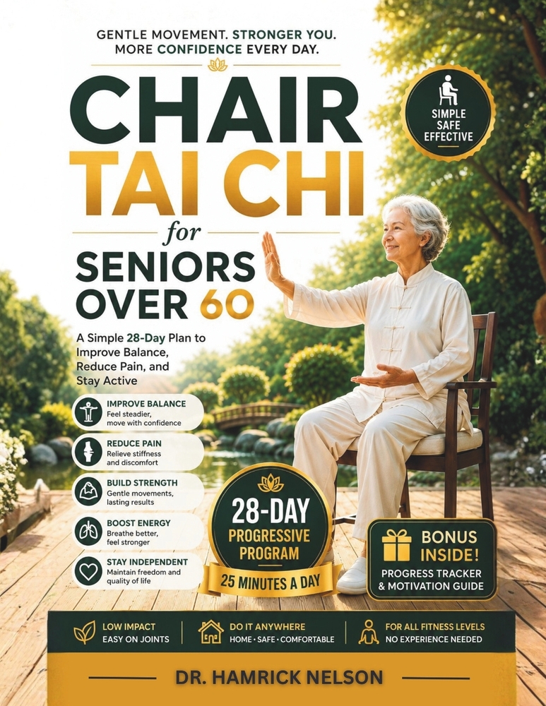 Chair Tai Chi For Seniors Over 60: A Simple 28-Day Plan to Improve Balance, Reduce Pain, and Stay Active cover