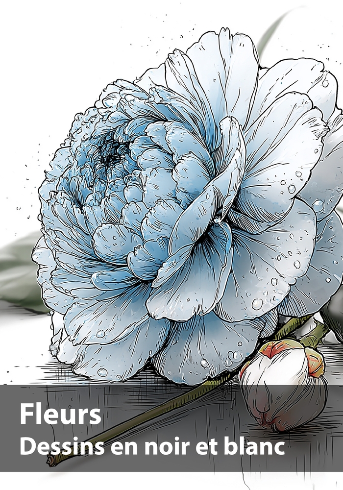Fleurs, Dessins en noir et blanc: Une collection botanique à contempler et à créer cover