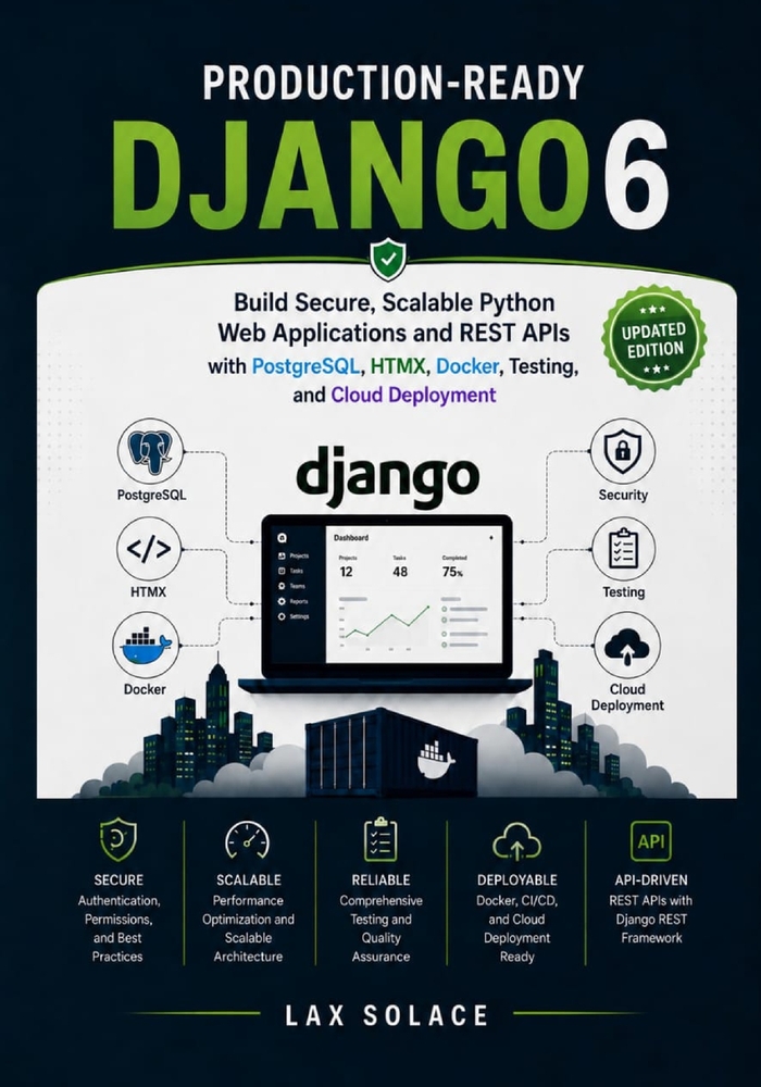 Production-Ready Django 6: Build Secure, Scalable Python Web Applications and REST APIs with PostgreSQL, HTMX, Docker, Testing, and Cloud Deployment cover