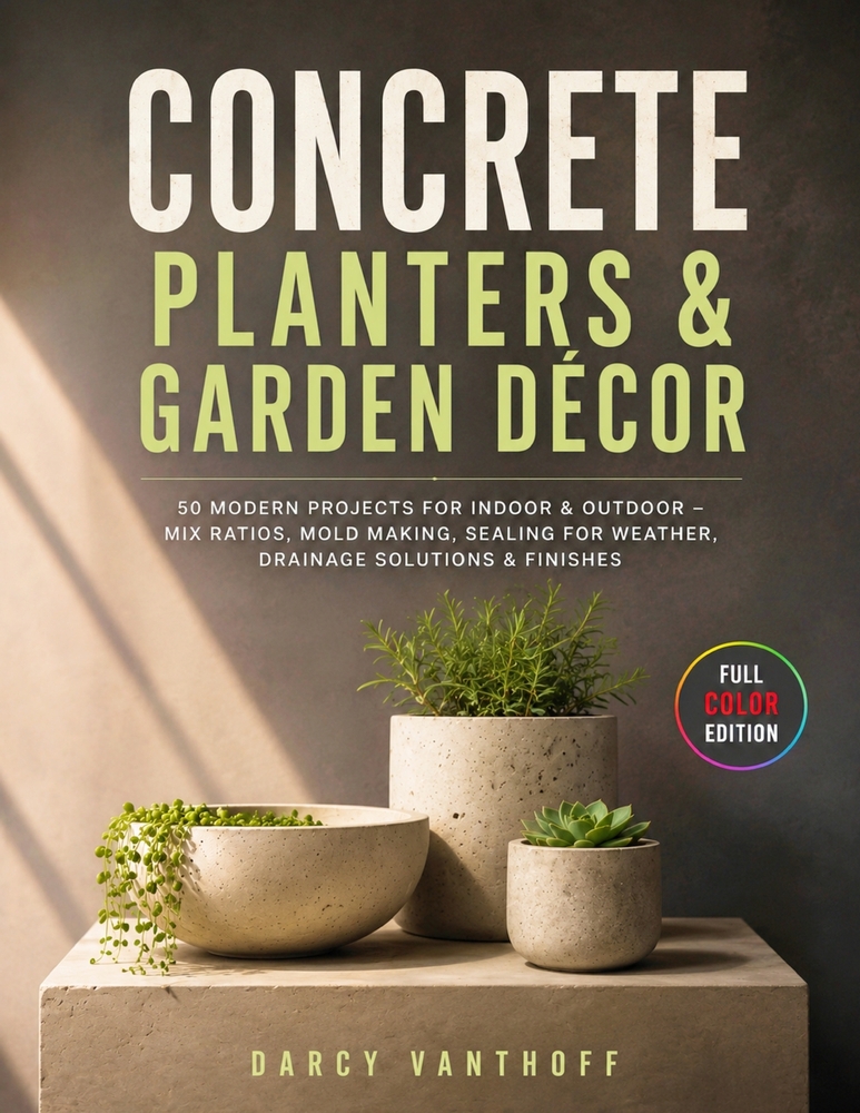 Concrete Planters & Garden Décor: 50 Modern Projects for Indoor & Outdoor - Mix Ratios, Mold Making, Sealing for Weather, Drainage Solutions & Finishe cover