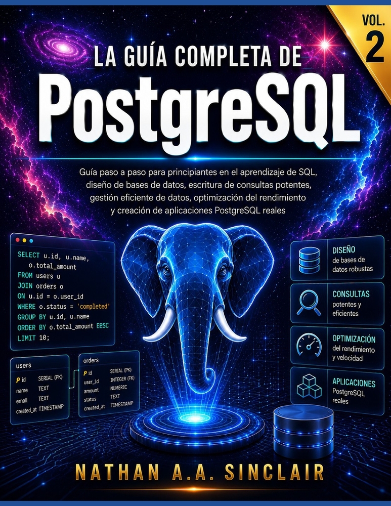 La guía completa de PostgreSQL VOL.2: Guía paso a paso para principiantes en el aprendizaje de SQL, escritura de consultas potentes, gestión eficiente cover