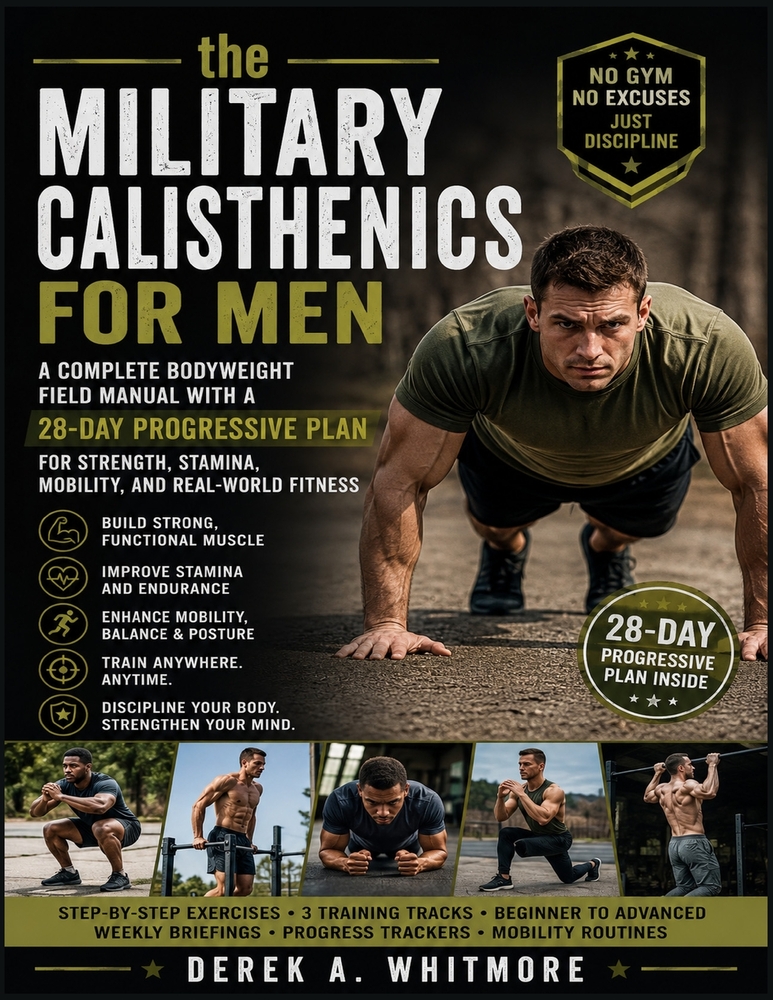 The Military Calisthenics for Men: A Complete Bodyweight Field Manual with a 28-Day Progressive Plan for Strength, Stamina, Mobility, and Real-World F cover