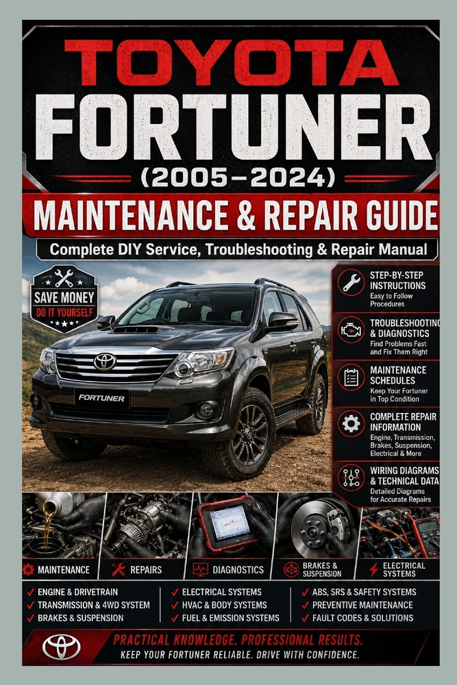 Toyota Fortuner (2005-2024) Maintenance & Repair Guide: Complete DIY Service, Troubleshooting & Repair Manual cover