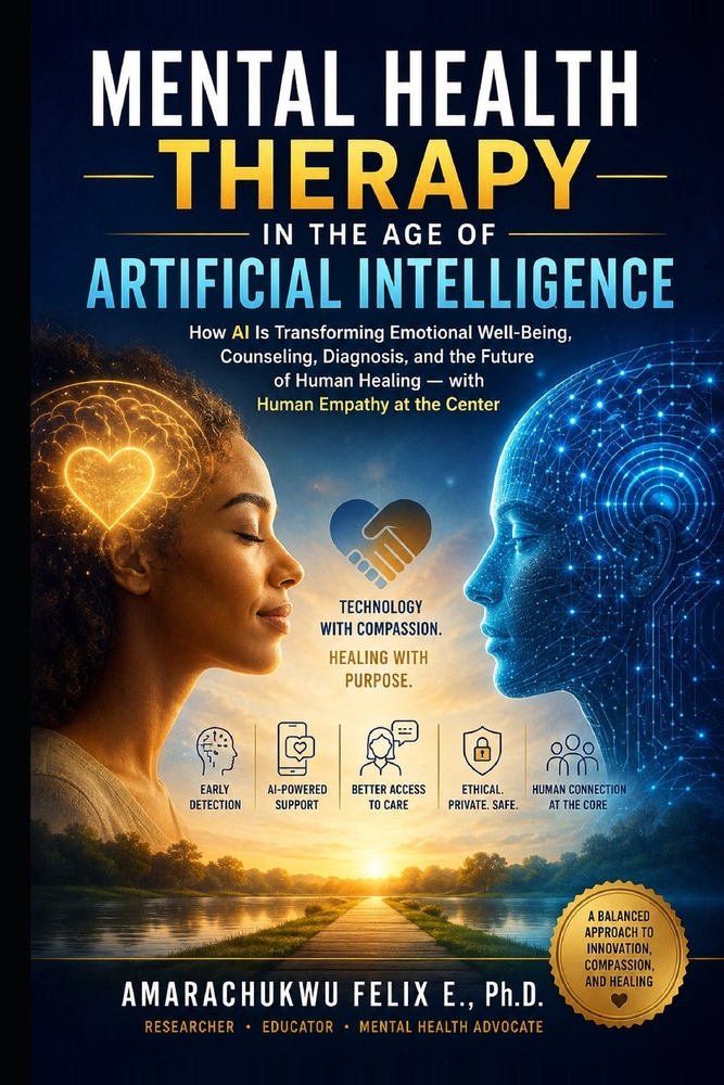 Mental Health Therapy in the Age of Artificial Intelligence: How AI Is Transforming Emotional Well-Being, Counseling, Diagnosis, and the Future of Hum cover