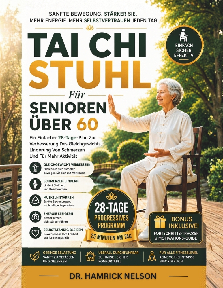 Tai Chi Stuhl Für Senioren Über 60: Ein Einfacher 28-Tage-Plan Zur Verbesserung Des Gleichgewichts, Linderung Von Schmerzen Und Für Mehr Aktivität cover