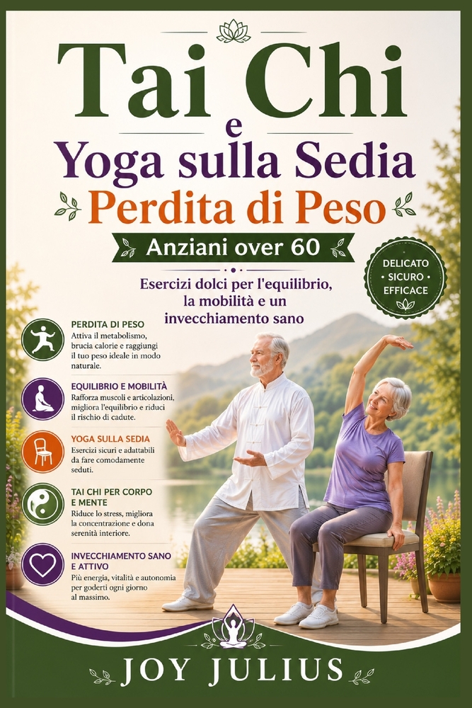 Tai Chi e Yoga sulla Sedia Perdita di Peso Anziani over 60: Esercizi dolci per l'equilibrio, la mobilità e un invecchiamento sano cover