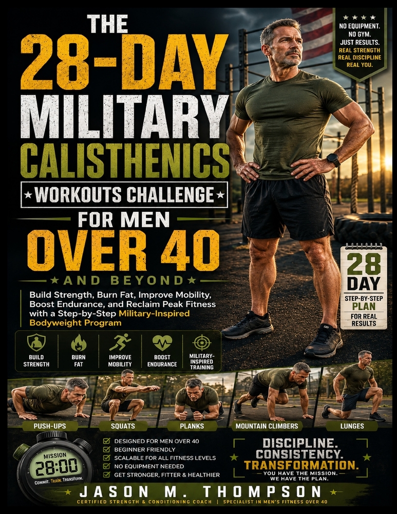 The 28-Day Military Calisthenics Workouts Challenge for Men Over 40 and Beyond: Build Strength, Burn Fat, Improve Mobility, Boost Endurance, and Recla cover