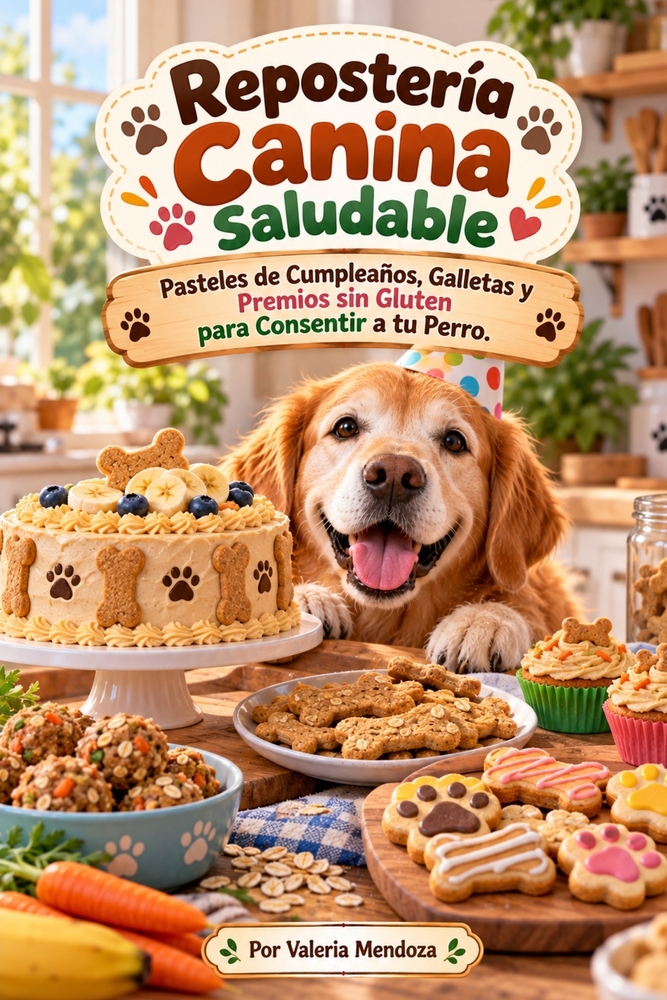 Repostería Canina Saludable: Pasteles de Cumpleaños, Galletas y Premios sin Gluten para Consentir a tu Perro cover