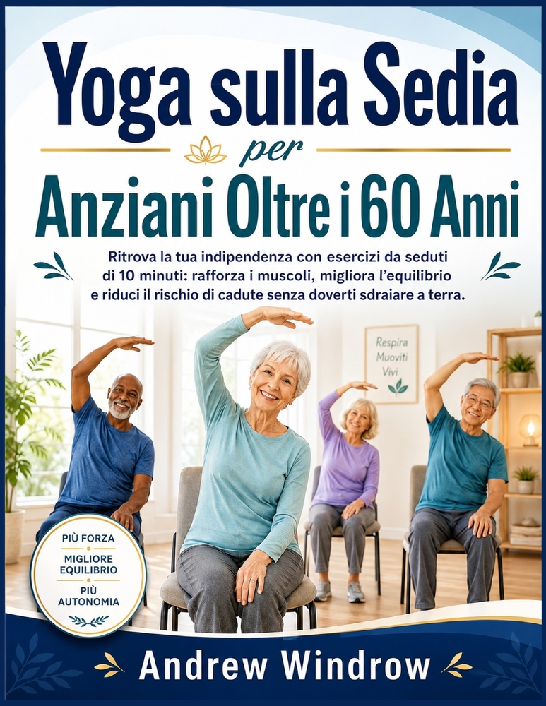 Yoga sulla Sedia per Anziani Oltre i 60 Anni: Ritrova la tua indipendenza con esercizi da seduti di 10 minuti: rafforza i muscoli, migliora l'equilibr cover