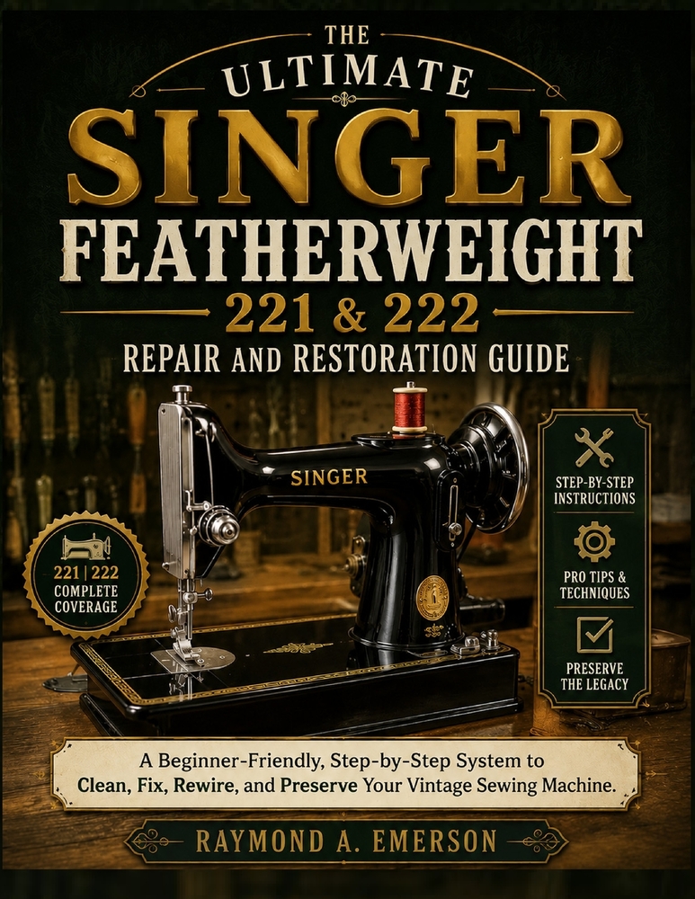 The Ultimate Singer Featherweight 221 & 222 Repair and Restoration Guide: A Beginner-Friendly, Step-by-Step System to Clean, Fix, Rewire, and Preserve cover