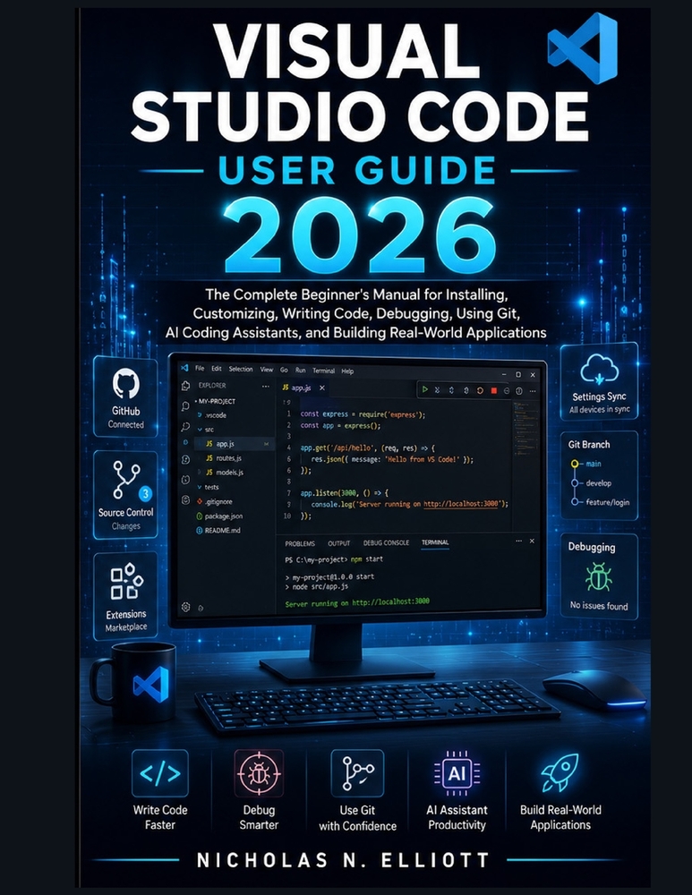 Visual Studio Code User Guide 2026: The Complete Beginner's Manual for Installing, Customizing, Writing Code, Debugging, Using Git, AI Coding Assistan cover