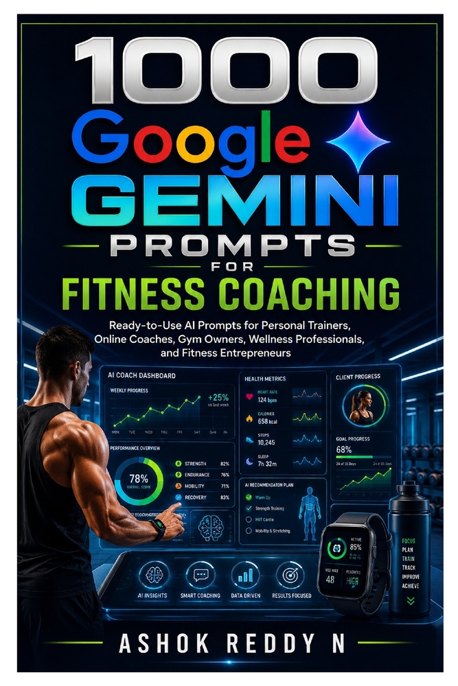 1000 Google Gemini Prompts for Fitness Coaching: Ready-to-Use AI Prompts for Personal Trainers, Online Coaches, Gym Owners, Wellness Professionals, an cover