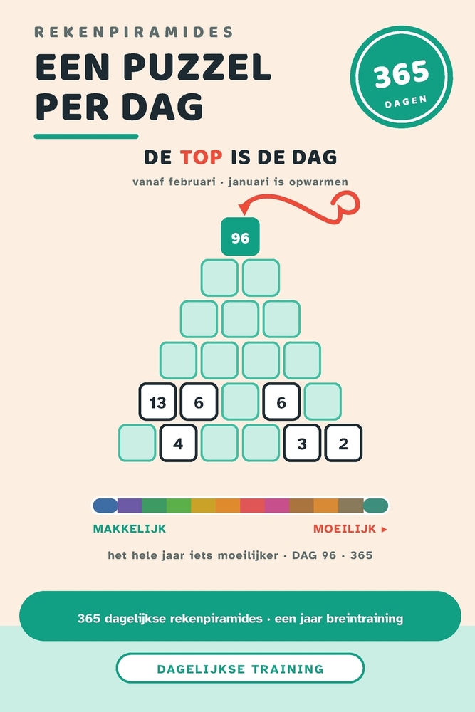 Een Puzzel per Dag: 365 dagelijkse rekenpiramides - een jaar breintraining cover