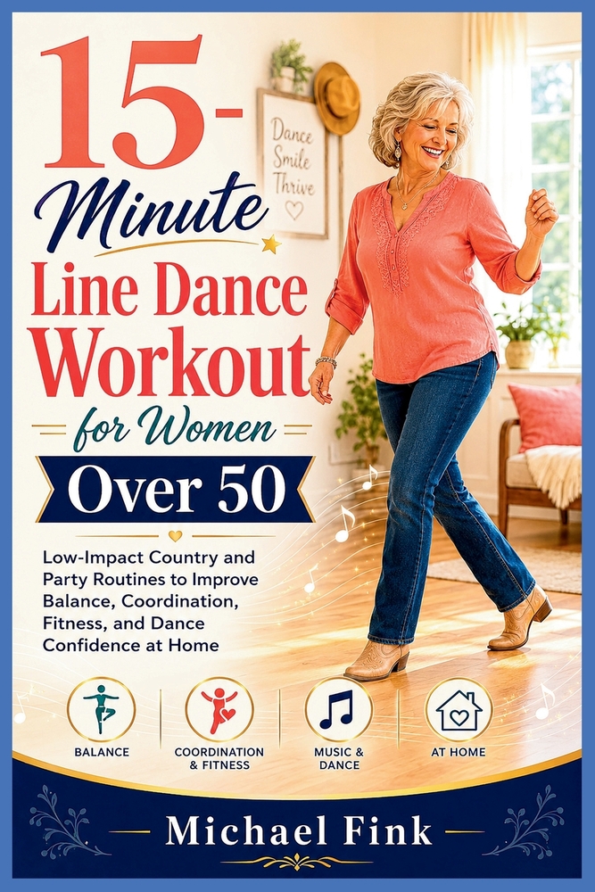 15-Minute Line Dance Workout for Women Over 50: Low-Impact Country and Party Routines to Improve Balance, Coordination, Fitness, and Dance Confidence cover