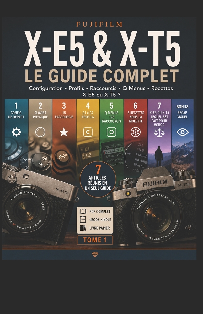 Fujifilm X-E5 & X-T5, le Guide Complet: Configuration, réglages et prise en main de votre Fuji, du déballage au shooting cover