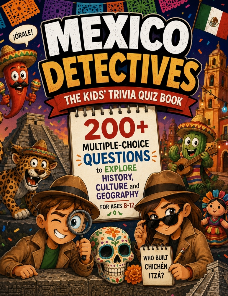 Mexico Detectives - The Kids' Trivia Quiz Book: 200+ Multiple-Choice Questions to Explore History, Culture and Geography - For Ages 8-12 cover