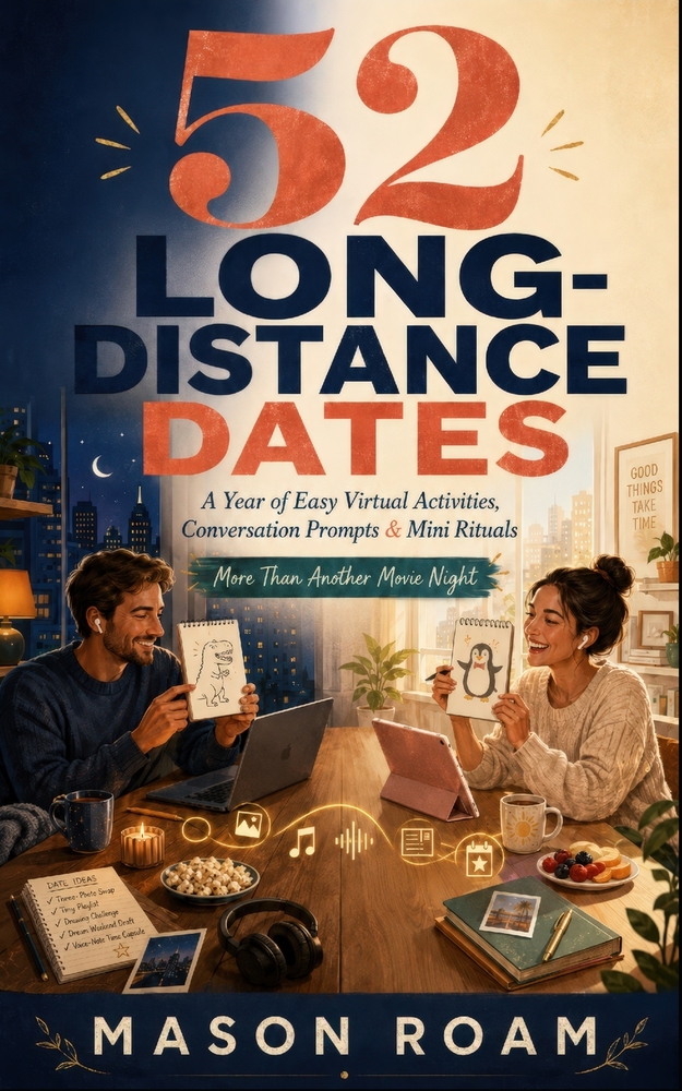52 Long-Distance Dates: A Year of Easy Virtual Activities, Conversation Prompts, and Mini Rituals for Couples Who Want More Than Another Movie Night cover