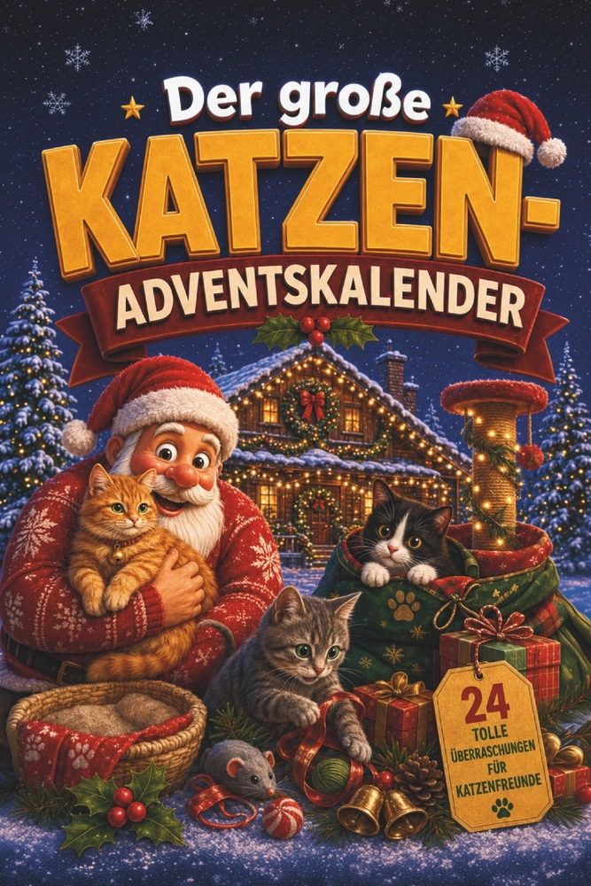 Der große Katzen Adventskalender: 24 winterliche Türchen für Katzenfreunde - Geschichten, Wissen & Rätsel cover