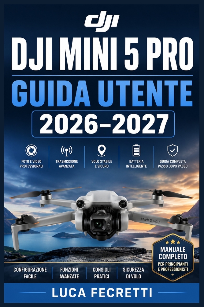DJI Mini 5 Pro Guida Utente 2026-2027: Istruzioni Complete per Piloti Principianti e Avanzati: Configurazione, Fotografia Aerea, Riprese Video e Risol cover