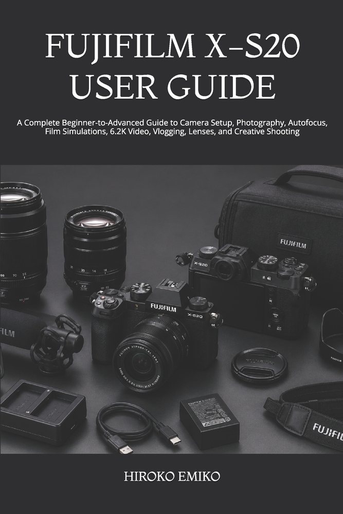 Fujifilm X-S20 User Guide: A Complete Beginner-to-Advanced Guide to Camera Setup, Photography, Autofocus, Film Simulations, 6.2K Video, Vlogging, Lens cover