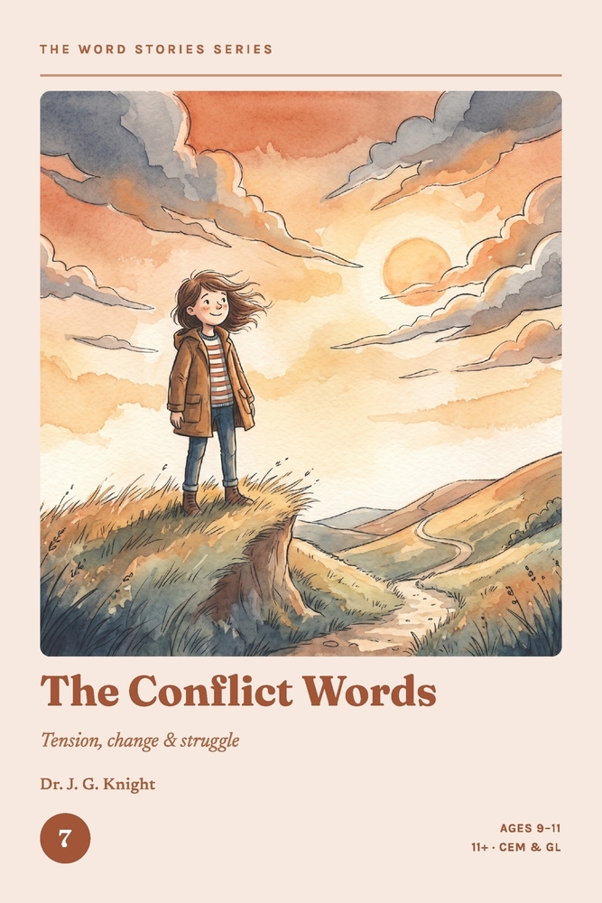 The Word Stories Series - Book 7: The Conflict Words: 11+ Vocabulary Through Stories for CEM & GL Ages 9-11 Reading Comprehension & Vocabulary Practic cover