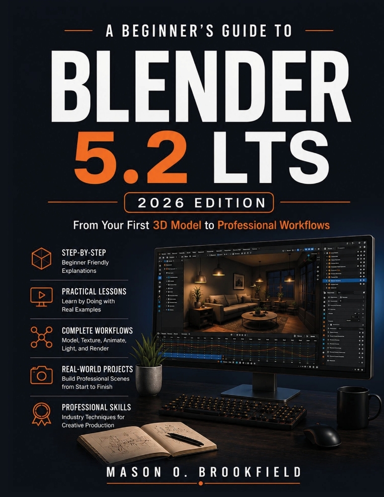 A Beginner's Guide to Blender 5.2 Lts (2026 Edition): From Your First 3D Model to Professional Workflows with Step-by-Step Lessons in 3D Modeling, Ani cover