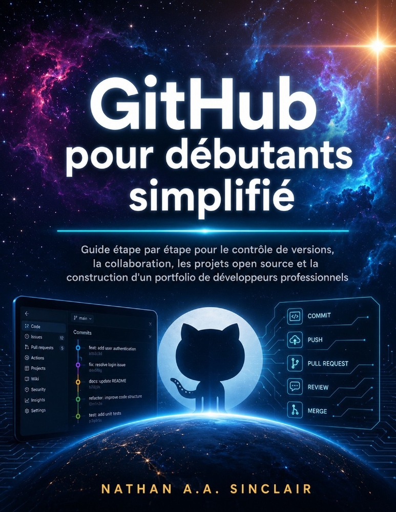 GitHub pour débutants simplifié: Guide étape par étape pour le contrôle de versions, la collaboration, les projets open source et la construction d'un cover