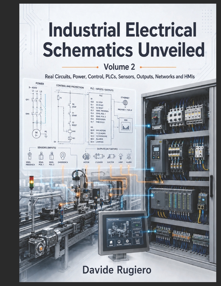 Industrial Electrical Schematics Unveiled - Volume 2: Real-world circuits, power, control, PLCs, sensors, outputs, networks and HMIs cover