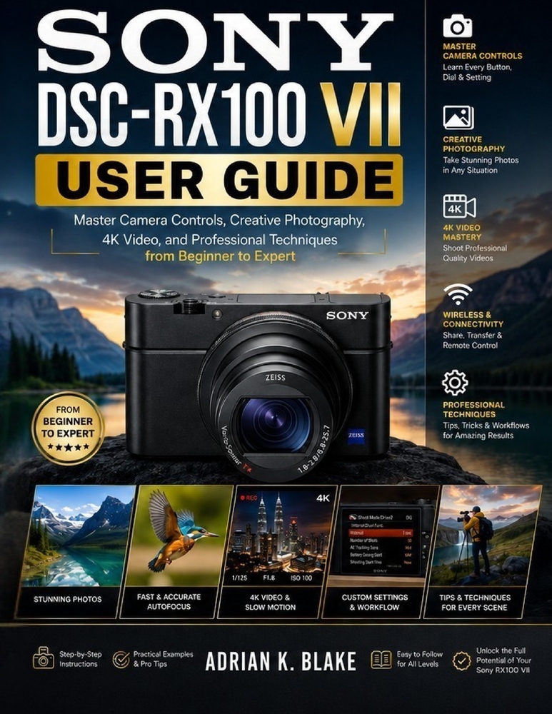 Sony DSC-RX100 VII USER GUIDE: Master Camera Controls, Creative Photography, 4K Video, and Professional Techniques from Beginner to Expert cover