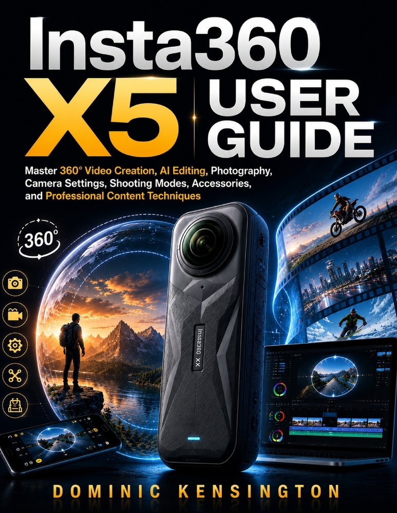 Insta360 X5 User Guide: Master 360° Video Creation, AI Editing, Photography, Camera Settings, Shooting Modes, Accessories, and Professional Content Te cover