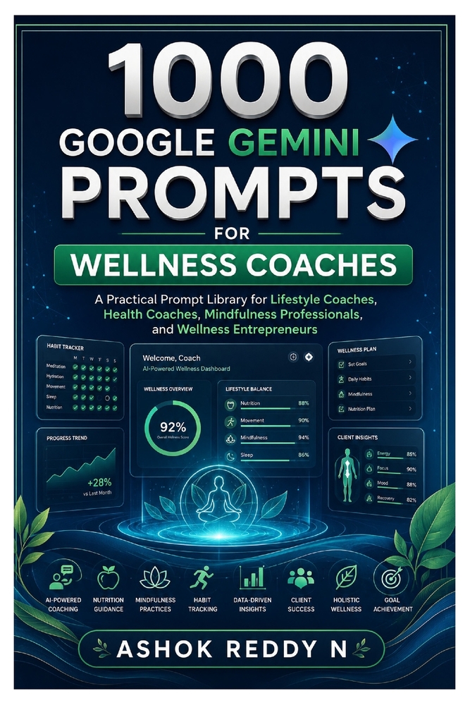 1000 Google Gemini Prompts for Wellness Coaches: A Practical Prompt Library for Lifestyle Coaches, Health Coaches, Mindfulness Professionals, and Well cover