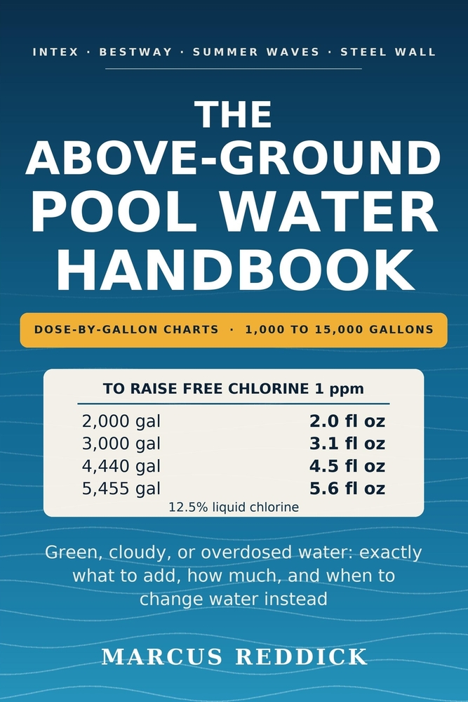 The Above-Ground Pool Water Handbook: Dose-by-Gallon Charts for 1,000 to 15,000 Gallon Pools - Clear Water, Fewer Chemicals, and Fast Fixes for Green, cover